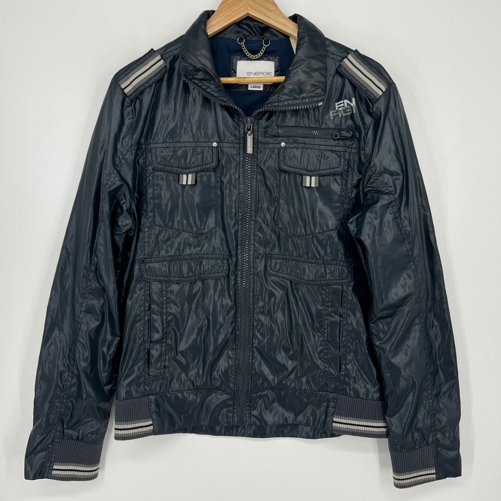 Energie Sixty‎ Mens Navy Blue Lightweight Bomber Utility Jacket Large Italy